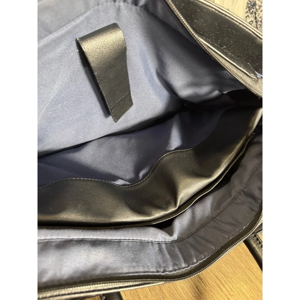 Pixie Mood Greta Work Tote Bag Black Vegan Leather Laptop Briefcase Crossbody